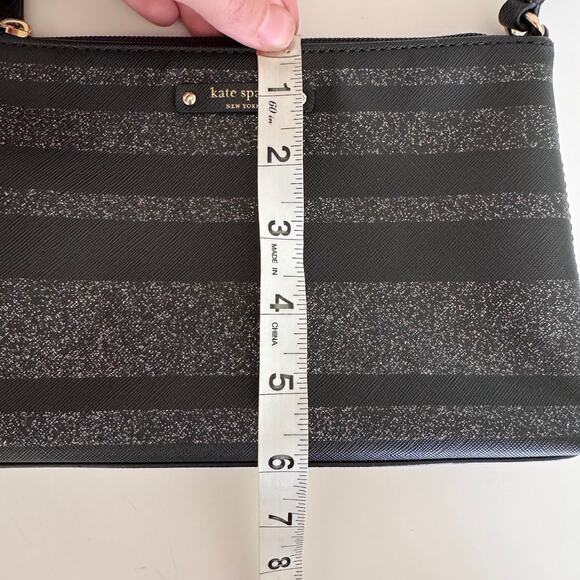 Kate Spade Haven Lane Ramey Crossbody Bag Black Glitter Stripes - Picture 4 of 7